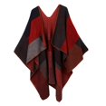 thumbnail image 5 of Segolike Women's Warm Cape Blanket Ladies Open Front Wrap Poncho Shawl Plaid Cardigan - Red, as described, 5 of 8