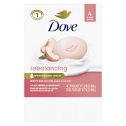 Dove Beauty Bar Womens Bath Soap Rebalancing White Peach & Rice Milk, 3.75 oz 4 Bars