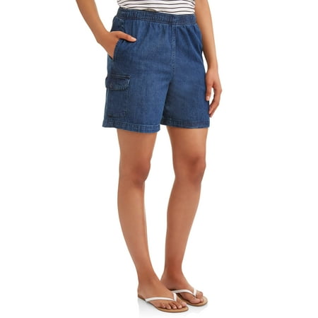 - Women's Pull On Denim Cargo Shorts