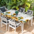 thumbnail image 2 of Sunflowers Table Cloths for 3 Foot Rectangle Tables, Floral Green Leaves Bees Watercolor Wooden Patio Waterproof Elastic Fitted Tablecloths, Washable Rectangular Table Cover for Camping, 2 of 8