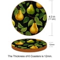 thumbnail image 3 of Pear Set of 6 Round Microfiber Leather Coasters, 11x11 cm/4.3x4.3 in, Stain Drink Mats for Home and Office, 3 of 6