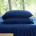 thumbnail image 5 of Simple&Opulence 100% Viscose from Bamboo Sheet Set 3Pcs, Cooling for Hot Sleepers, Soft Breathable Bed Sheets Set, 15" Deep Pockets, Luxury Hotel Silky Bedding Sheets (Dark Blue,Twin), 5 of 7