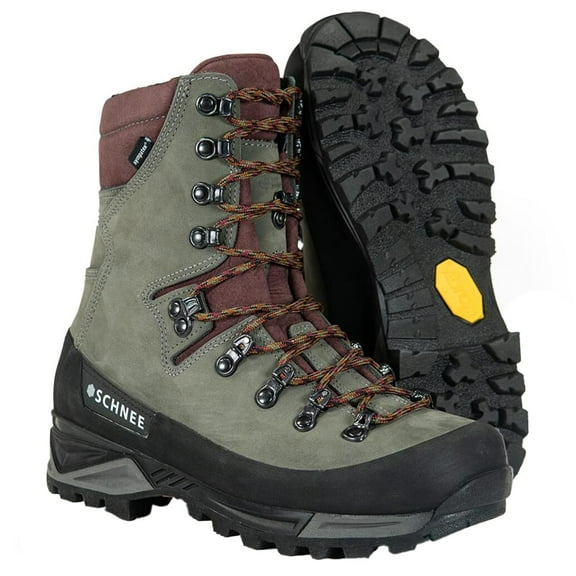Schnee's Men's Granite Waterproof Hiking Boots, Durable Leather, Vibram Sole, Quarry/Burgundy, Size 10.5 (SH-TMB-0-W/QRYBUR-10.5-M)