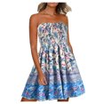 thumbnail image 1 of Robe d'Été pour Femme, Haut Tube, Imprimé Bohème, Décontractée, Ample, Fluide, Évasée, Coupe Droite, 1 of 3