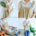 thumbnail image 7 of Toptie Cross Back Kitchen Apron with Two Pockets for Women, Cotton Linen Christmas Apron - Khaki, 7 of 7