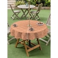 thumbnail image 4 of Outdoor Tablecloths with Umbrella Hole & Zipper, Orange Plaid Round Tablecloth 54 Inch, Modern Farmhouse Simple Abstract Stripes Waterproof Table Cloth, Patio/Pool/Picnic Table Covers, 4 of 8