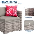 thumbnail image 4 of Modern 5-Piece Outdoor Patio Sofa Set – All-Weather PE Rattan Sectional with Ottoman and Glass Coffee Table – Light Gray Cushions & Red Floral Pillows – Ideal for Garden, Backyard, Poolside, 4 of 9