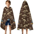 thumbnail image 3 of Brown Cartoon Dinosaurs Fossils Pattern Hooded Bath Towel，50"x30" for Ages 3 To 12 Kids, Quick Dry Lightweight Soft Microfiber Hood Beach Towel Cover Up for Kids, 3 of 7