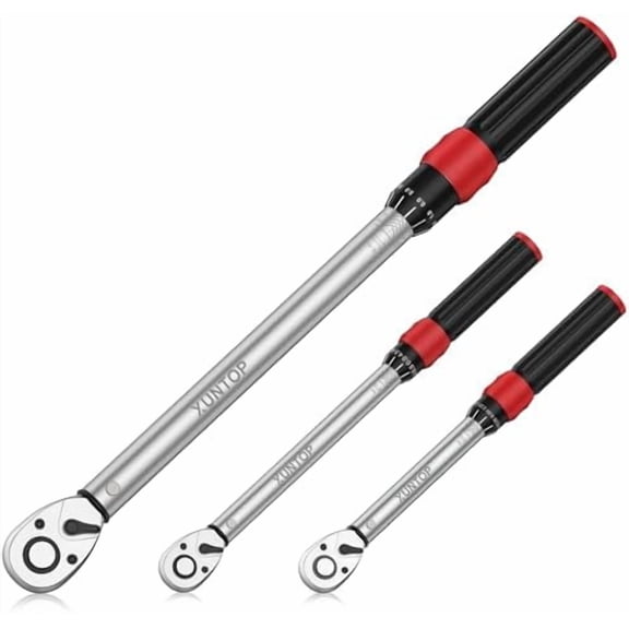 Torque Wrench 1/4 3/8 1/2 inch 3 PCS Drive Click Torque Wrench for 40-220 in.lb 5-45ft.lb 15-155ft.lb 72 Tooth Dual Direction Adjustable Ratchet Wrench for Bicycle,Moto,Car Maintenance
