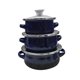 thumbnail image 3 of Juego de 3 ollas esmaltadas para cocinar, multifuncionales, con doble asa. azul oscuro, 3 of 9
