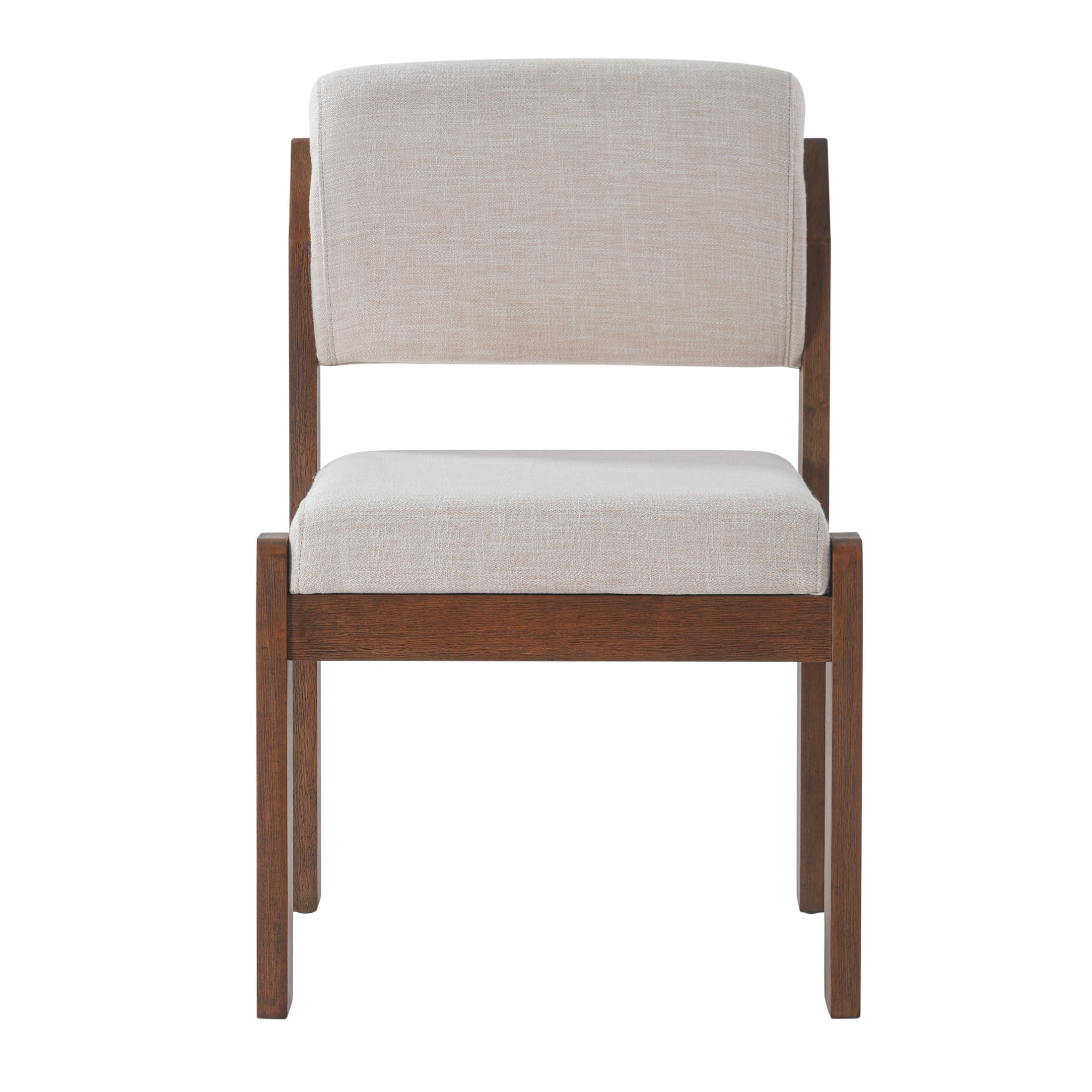Christopher Knight Home Modern Upholstered Dining Side Chairs, Wood Frame, Walnut+Beige, Set of 6