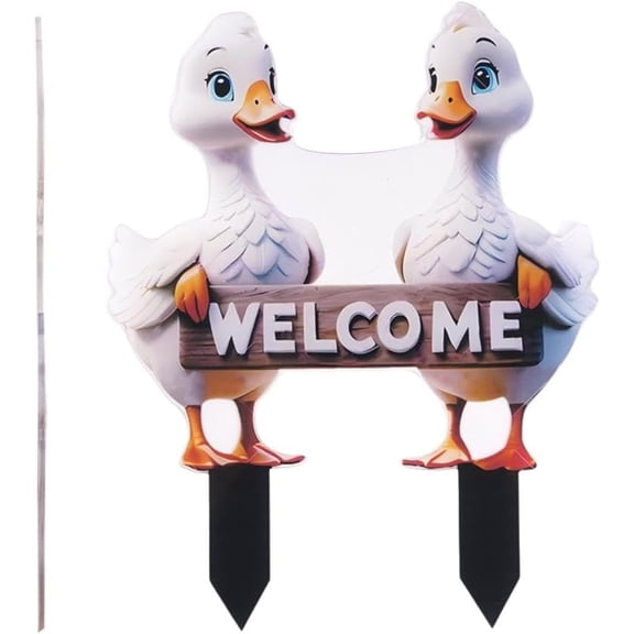 Duck Garden Stake Decoration 2D Acrylic Yard Ornament for Outdoor Garden Decor