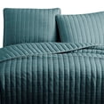 thumbnail image 3 of Benjara 3 PC Crinkle King Coverlet Set with Vertical Stitching- Turquoise Blue, 3 of 6
