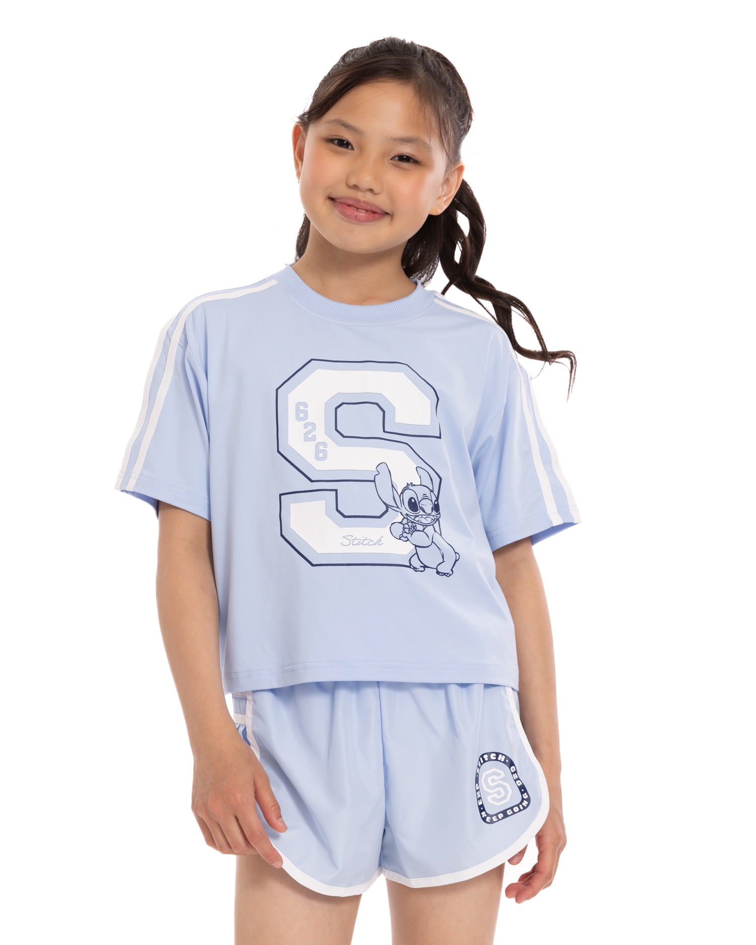 Stitch Girls Active Graphic Jersey with Short Sleeves, Sizes 4-12