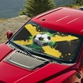 thumbnail image 3 of KUIFORTI Jamaica Flag Sun Visor for Car Windshield Funny Soccer Ball Sun Shade All-Weather Windshield Protector | 66.53"x34.44" Foldable Sun Shield for Winter Frost & Summer Heat, 3 of 6