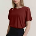 thumbnail image 3 of T-Shirt Mode Femme Col Rond Grande Taille Manches Courtes Couleur Unie - Tissu Entretien Facile, 3 of 5