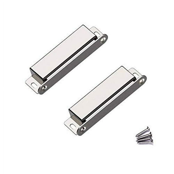 WOOCH Door Magnetic Catch - 90lb High Magnetic Stainless Steel Heavy Duty Catch for Kitchen Bathroom Cupboard Wardrobe Closet Closures Cabinet Door Drawer Latch (3.7 in Silver, 2-Pack)