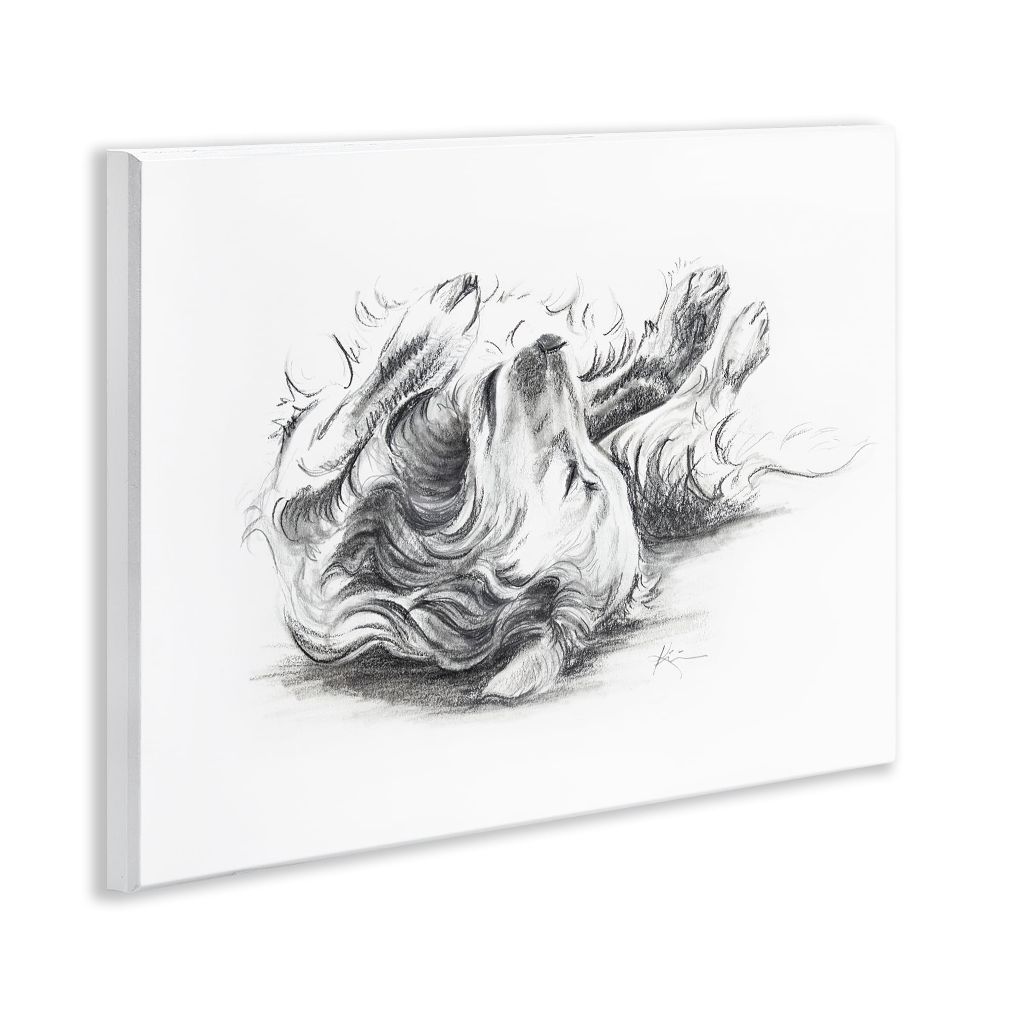 Stupell Industries Naptime Dog Drawing Animals Drawing Unframed Art Print Wall Art, 14 x 11