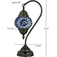 thumbnail image 4 of SILVERFEVER Turkish Moroccan Mosaic Table Lamp - Handmade Swan Neck Tiffany Glass Table Bedside Lamps w Bronze Base14.5 LED Bulb Included Deep Blue Flower, 4 of 7
