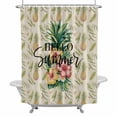 thumbnail image 2 of Hello Summer Shower Curtain for Bathroom Decor, Pineapple Red Flower Tropical Fruit Vintage Linen Abstract Waterproof Fabric Shower Curtain, 72"x78" Set with 12 Hooks, 2 of 9