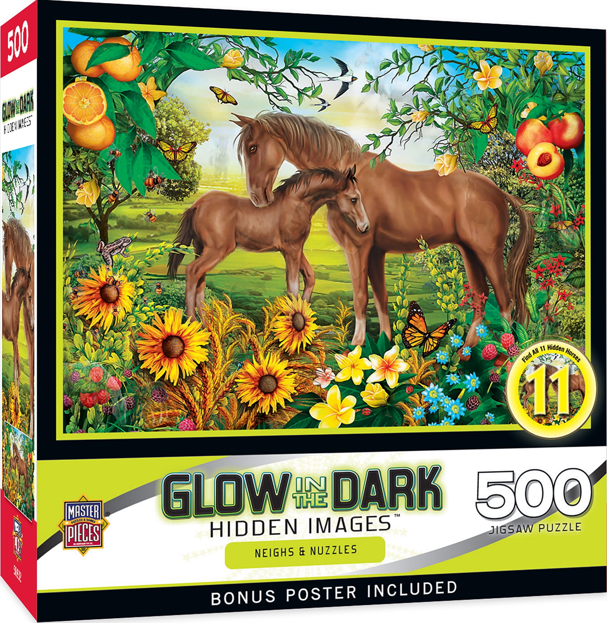 Hidden Images Glow In The Dark - Neighs and Nuzzles 500 Piece Puzzle