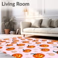 thumbnail image 2 of ODIKA 8'x10' Machine Washable Non-Slip Area Rug, Mystical Phantom Pumpkin Halloween with Spooky Character Design High Traffic Rug with Pad, Orange, 514195, 2 of 8