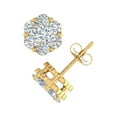 thumbnail image 2 of 1 Carat (ctw) Cluster Diamond Stud Earrings in 10K Yellow Gold, 2 of 5