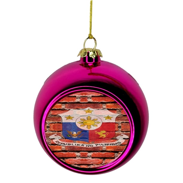 Philippines Grunge Flag Bauble Christmas Ornaments Pink Bauble Tree