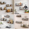thumbnail image 6 of 4 Sets of Hanging Floating Shelves, Metal Wire Storage Basket with Wood Bottoms, Hanging Storage Wall Shelf, Wall Mounted Shelves for Home Bathroom Living Room Bedroom Kitchen, 6 of 7