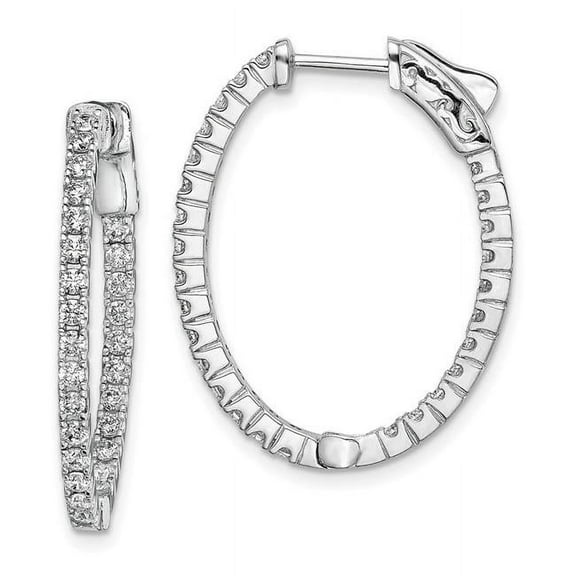 Primal Silver Sterling Silver Rhodium-plated Cubic Zirconia In and Out Oval Hoop Earrings