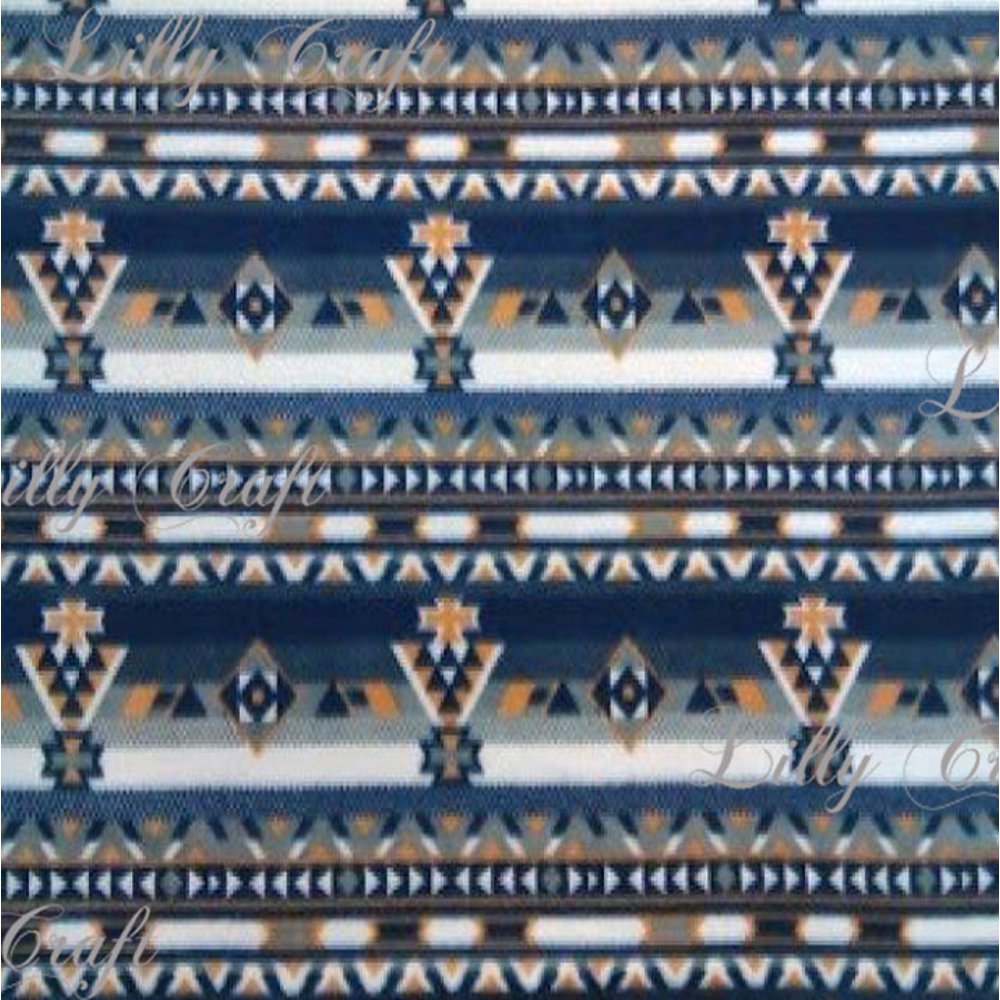 Lilly Craft Southwest Aztec Navy Tribal Print Fleece AntiPill FABRIC