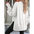 thumbnail image 6 of Womens Oversized Sweatshirts Crew Neck Long Sleeve Shirts Casual Loose Slit Fall Outfits White L, 6 of 7