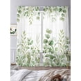 thumbnail image 3 of Light Green Eucalyptus Leaves Sheer Curtains 108 Inch Length 2 Panels Set Window Treatments, Watercolor Spring Summer Botanical Rod Pocket Semi Curtains for Living Room/Bedroom/Kitchen, 104"W x 108"L, 3 of 7