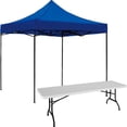thumbnail image 1 of Kit Toldo Carpa 3x3 + Mesa Plegable 1.80m Jardin Exterior Color Azul, 1 of 5