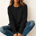 thumbnail image 6 of LNZGNM Women's Crew Neck Sweatshirts Solid Color Long Sleeve Soft Warm with Wrinkle Free Pullover Sport Lounge Comfort,Black(XXL), 6 of 8