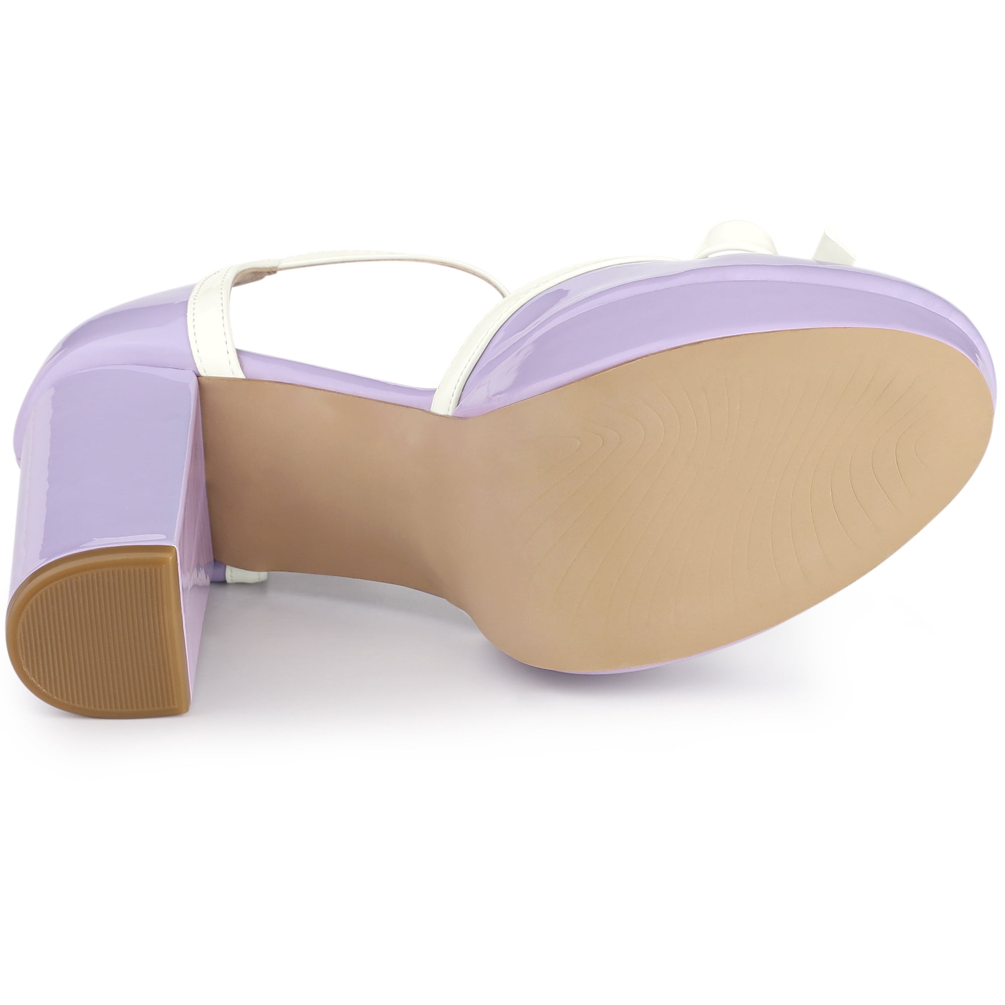 Unique Bargains Women's Platform Bow T Strap Round Toe Pumps Purple 8