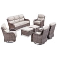 thumbnail image 3 of PARKWELL 7 Piece Outdoor Patio Furniture Set,All-Weather High Back Conversation Set with Luxury 6-Inch Thick Cushions,Swivel Glider Chair,9-Seat Furniture Sets for Garden, Deck, Backyard,Brown/Beige, 3 of 8