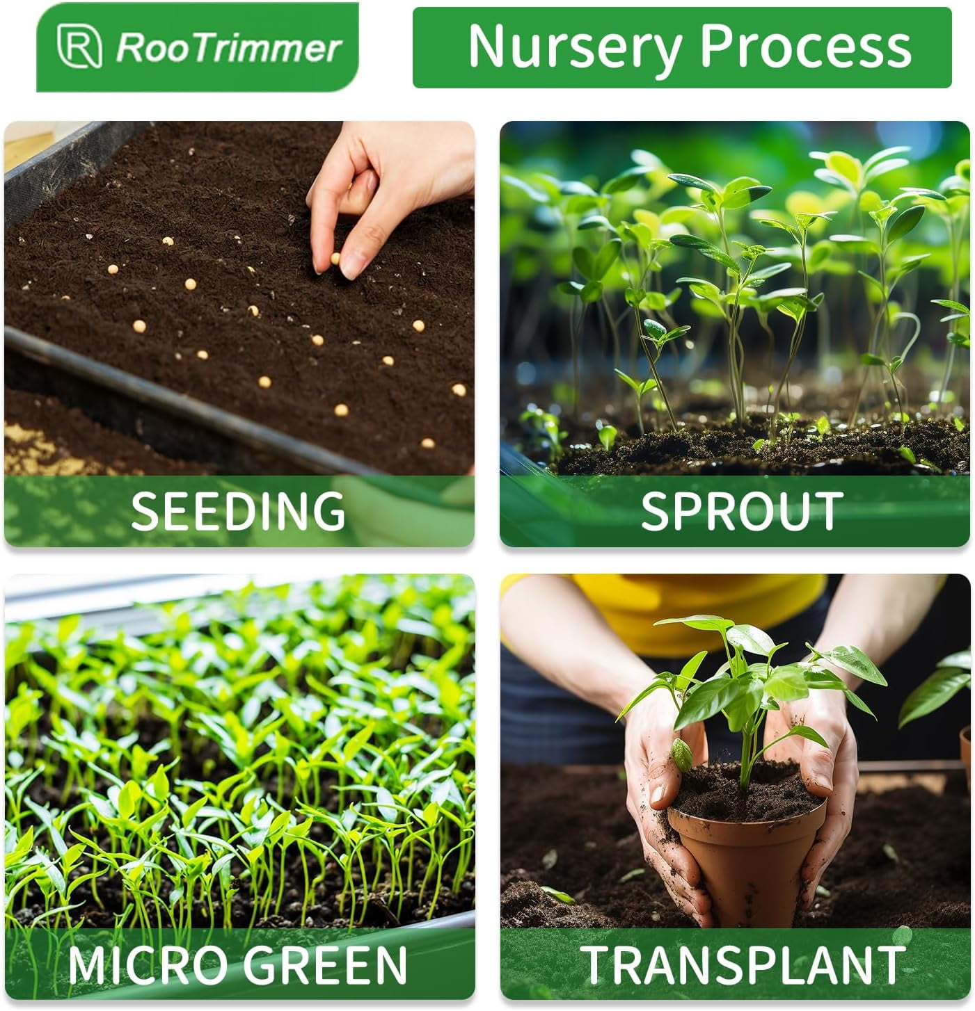 Growing Trays, Plant Nursery Trays Heavy Duty Seed Starter Flat Seedling Tray for Cell Plug Tray Transplant Growing Microgreens