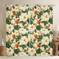 Feelyou Bohemian Floral Flower Blackout Curtains Set of 2 (52x84 Each), Green Leaf Plant Window Curtains, Southwestern Fashion Curtains and Drapes, Black Out Curtains Decor