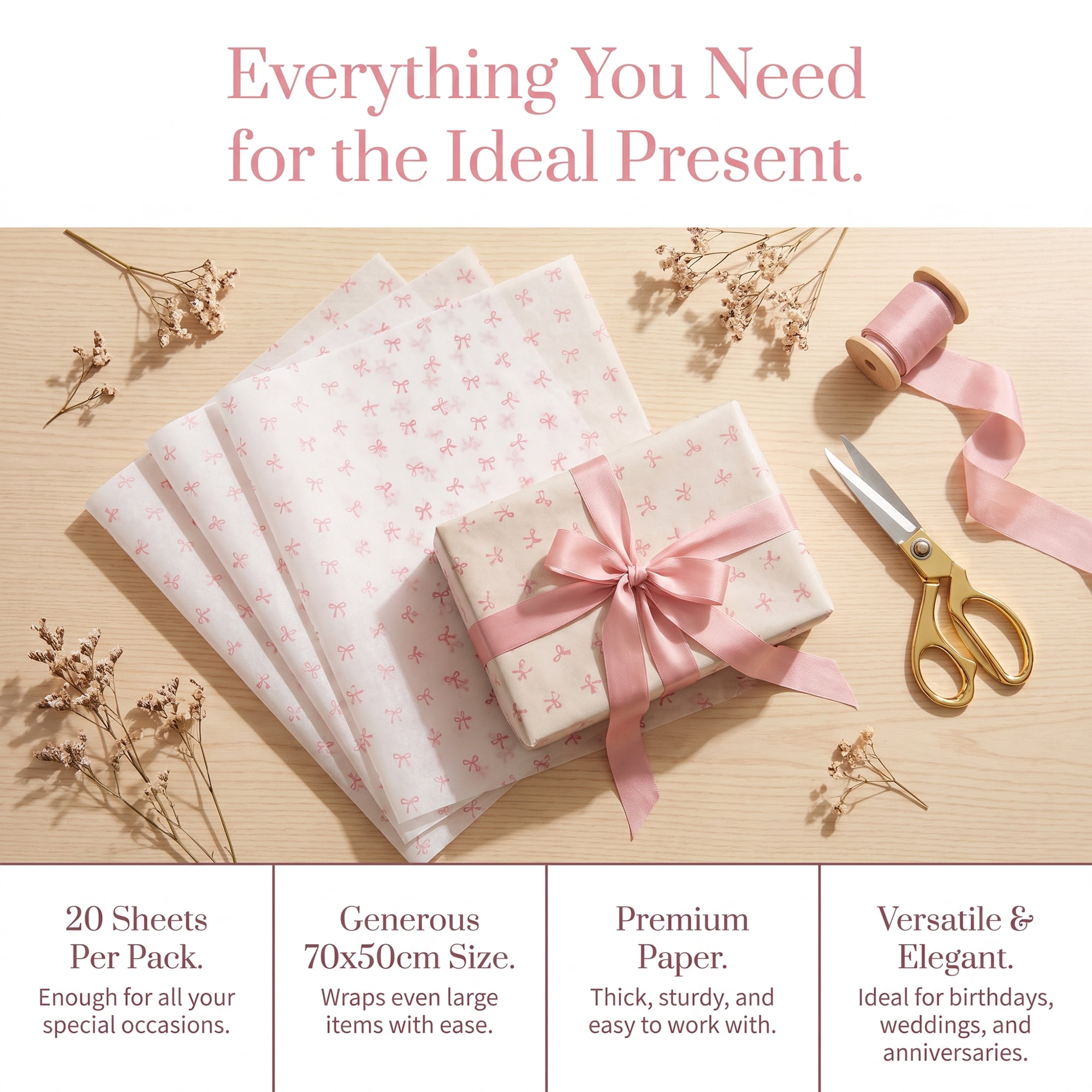 Unique Bargains Gift Wrapping Paper Sheets for All Occasions Beige Butterfly 27.6"x 19.7"