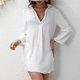 thumbnail image 4 of Xuyuer Women solid color Short Sleeve Blouse solid color Beach Cover Up solid color Summer Top Cover Up Bathing Suit, 4 of 9