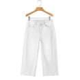 thumbnail image 5 of Summer Capris New Capri Jean for Women Summer Straight Leg Versatile Cropped Pants Fashion Frayed Hem Denim Capri Pants with Pocket White XL, 5 of 9