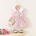thumbnail image 2 of Fozruso Girls Swing Dresses Little Girl Collar Pattern Dress Sleeveless Sun Skirt Plaid Dress Thin Skirt With Bag Sizes 2-3 Years, 2 of 5