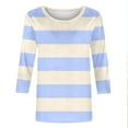 thumbnail image 6 of 3/4 Sleeve Shirts for Women Spring Striped Crewneck Business Casual Tops, Loose Three Quarter Length Work Blouses, Striped Printed Comfortable Top, Limited Time Off, 6 of 6