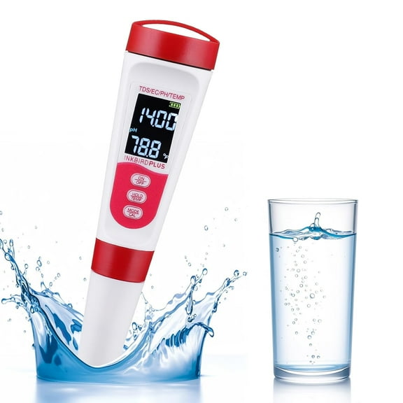 pH Meter for Water 4 in 1 pH Temp EC TDS Meter for Hydroponics PPM and Water Tester Digital pH Meter for Nutrients Growing Hydroponics Gardening Laboratory Household Drinking