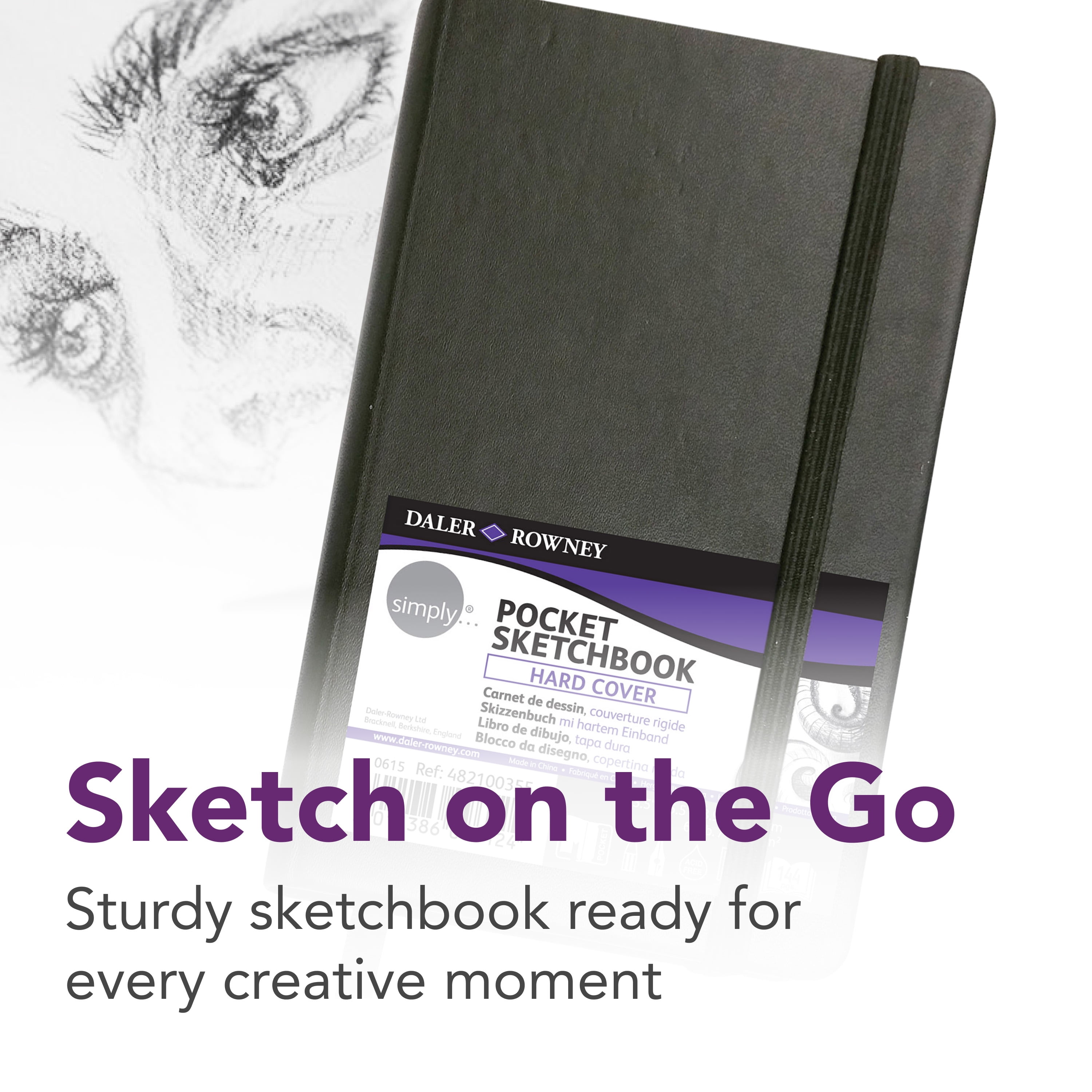(5 pack) Daler-Rowney Simply... Sketchbook, Soft White Pages, (65lb/100g), Black Hardcover Binding, 144 Pages, 3.5" x 5.5"