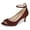 Wine Red, variant on YDN Women Sexy Peep Toe Elegant Kitten Low Heel Sandals Trendy Ankle Unique Buckle Straps Pumps Party Shoes Size 7 Red