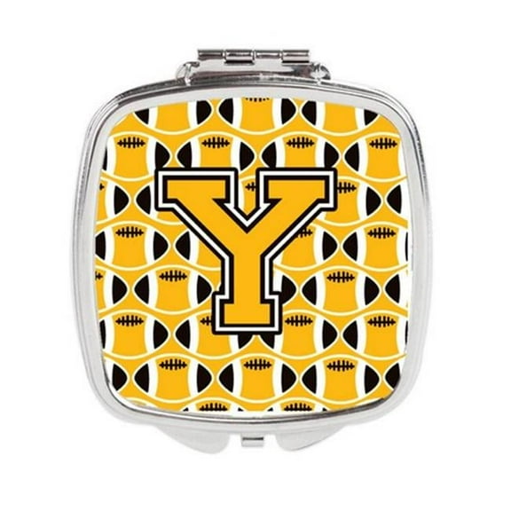 Carolines Treasures  Letter Y Football Black - Old Gold & White Compact Mirror