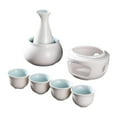 thumbnail image 1 of Juego de sake de cerámica con calentador, cuenco para calentar bebidas de sake, 4 tazas de cerámica de creativa, tradicional para regalar,, 1 of 8