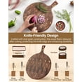 thumbnail image 4 of Acacia Wood End-Grain Round Cutting Board with Handle for Kitchen Bread Pizza Cheese Fruit Charcuterie Serving Cutting Board, Two-sided Use, 16.7 x 12.5 x 0.75 inches, 4 of 9